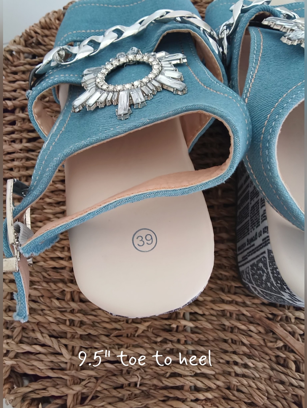 Shein fancy Denim newsprint wedge sandals, 8 - 8.5 (39) New...GREAT price! - Picture 6 of 6